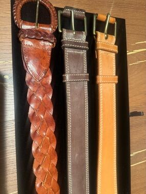 3 Vintage leather belts:
(1) J. Crew M
(2) CK for a 30”